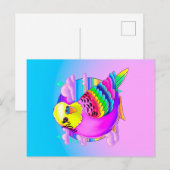 Budgie Neon Briefkaart (Voorkant / Achterkant)