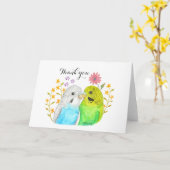 Budgie Paar Trouwen Dank u Schattigee lovebirds Kaart (Gele Bloem)