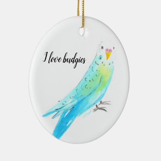  Budgie Parakeet Blue Watercolor Keramisch Ornament (Rechts)