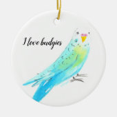  Budgie Parakeet Blue Watercolor Keramisch Ornament (Voorkant)