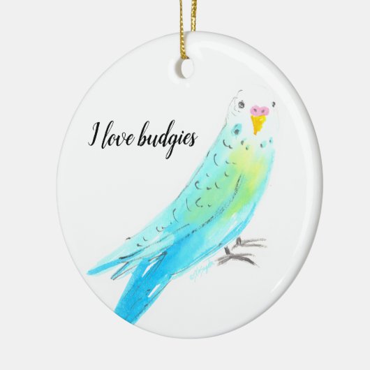  Budgie Parakeet Blue Watercolor Keramisch Ornament (Links)
