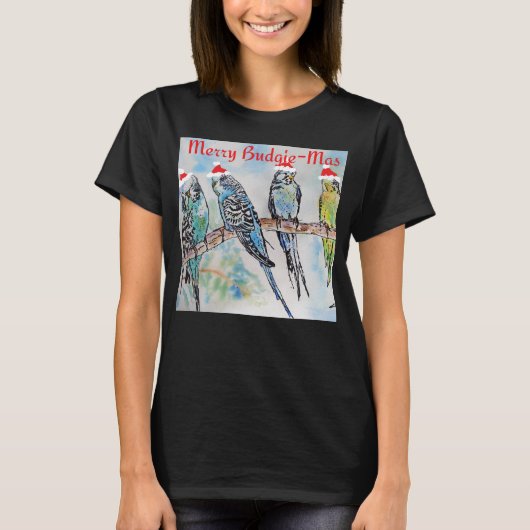 Budgie Parakeet Budgerigar Womens Funny Christmas T-shirt (Voorkant)