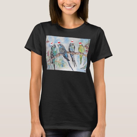 Budgie Parakeet Budgerigar Womens Funny Christmas T-shirt (Voorkant)