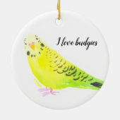  Budgie Parakeet Yellow Green Watercolor Keramisch Ornament (Achterkant)