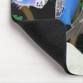 Budgie Parakeets en Ferns Mousepad Muismat (Hoek)