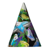 Budgie Parakeets in het Pet van de partij Ferns Feesthoedjes (Rechts)