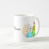 Budgie Paraket Bird Waterverf Art Custom Name Koffiemok (Voorkant rechts)