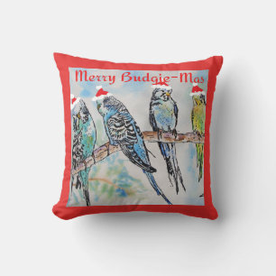 Budgie Parkiet Budgerigar Man Grappig Kerstmis Kussen