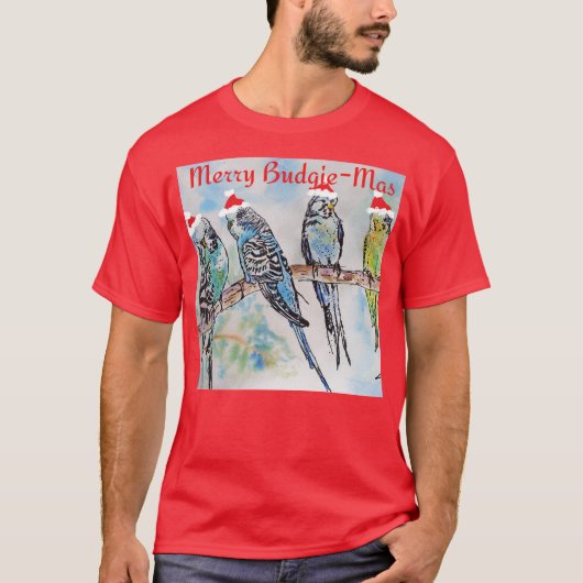 Budgie Parkiet Budgerigar Mannen Grappig Kerstmis T-shirt (Voorkant)