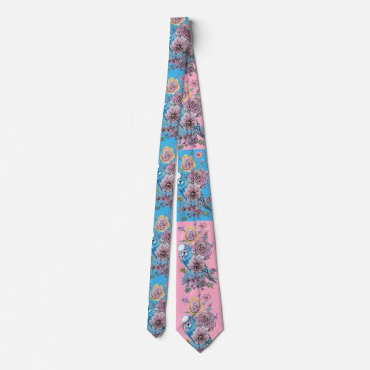 Budgie Parrot Blue Birds Blue Mannen Stropdas (Achterkant)