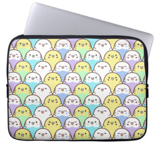 Budgie Parrot Blue Paars Yellow Cartoon Pattern Laptop Sleeve