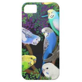Budgie Parrots in Ferns iPhone Case