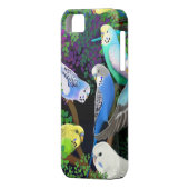 Budgie Parrots in Ferns iPhone Case (Achterkant Links)