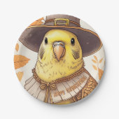 Budgie Pilgrim Thanksgiving Rond Papier Bord (Voorkant)