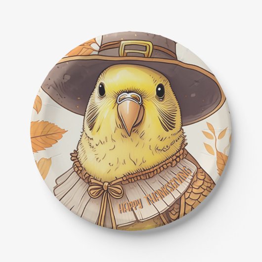 Budgie Pilgrim Thanksgiving Rond Papier Bord (Voorkant)