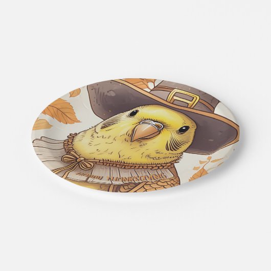 Budgie Pilgrim Thanksgiving Rond Papier Bord (Gekanteld)
