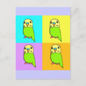 Budgie Pop Art Briefkaart (Voorkant)