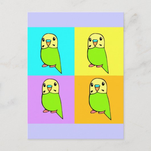 Budgie Pop Art Briefkaart (Voorkant)