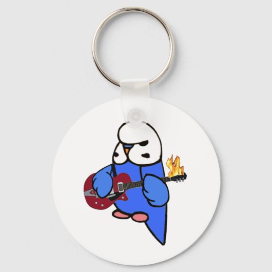 Budgie Rocks-Red Guitar Sleutelhanger (Voorkant)