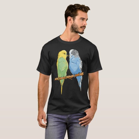 Budgie Sitting Birds Budgerigar Parakeet Eigenaar T-shirt (Voorkant volledig)