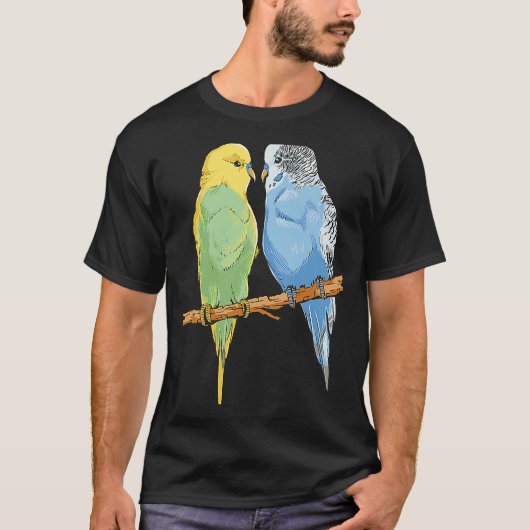 Budgie Sitting Birds Budgerigar Parakeet Eigenaar T-shirt (Voorkant)