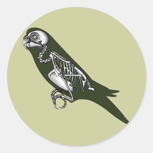 Budgie skeleton ronde sticker (Voorkant)