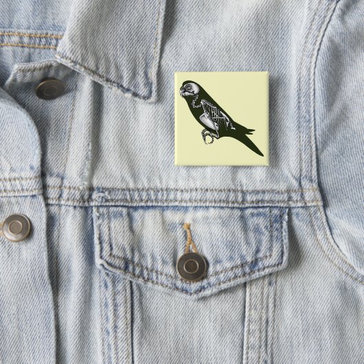 Budgie skeleton vierkante button 5,1 cm (In situ)