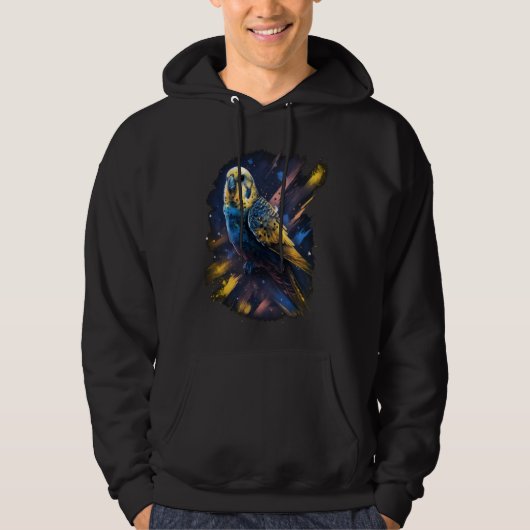 Budgie Space Grasparkiet Parkiet Vogel Hoodie (Voorkant)
