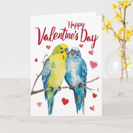 Budgie Valentijn Kaart (Gele Bloem)