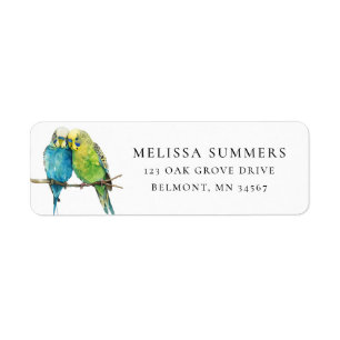 Budgie Vogel Paar Retouradres Label