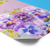 Budgie Watercolor bloemige lila Huwelijks Poster (Hoek)