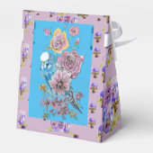 Budgie Waterverf floral lila Wedding Cake Box Bedankdoosjes (Achterkant)