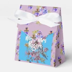 Budgie Waterverf floral lila Wedding Cake Box Bedankdoosjes
