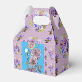 Budgie Waterverf floral lila Wedding Cake Box Bedankdoosjes (Achterkant)