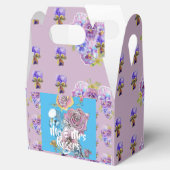 Budgie Waterverf floral lila Wedding Cake Box Bedankdoosjes (Geopend)
