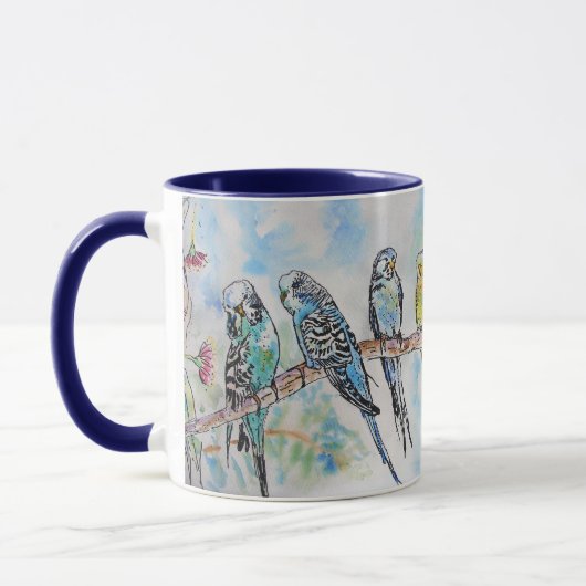 Budgie Waterverf Mok Royal Navy Blauw (Links)