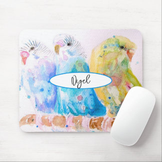 Budgie Waterverf Schilderij Vogel vogels Whimsical Muismat