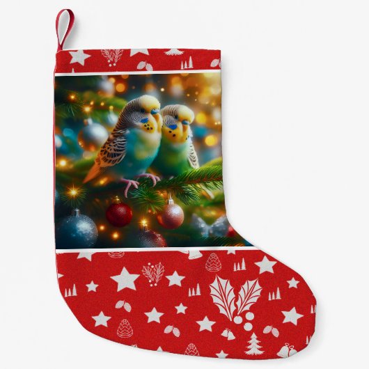 Budgies Christmas Stocking Kleine Kerstsok (Voorkant)
