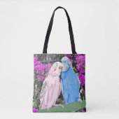 Budgies en Pinky mauve Bougainvillea Tote Bag (Voorkant)