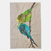 Budgies in Love Kitchen Towel Theedoek (Verticaal)