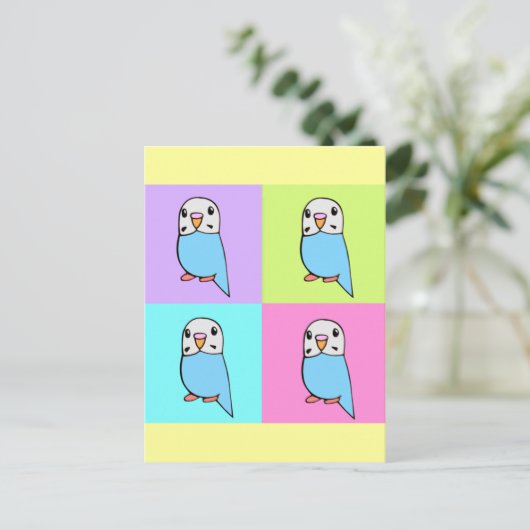 Budgies Pop Art Briefkaart (Staand voorkant)