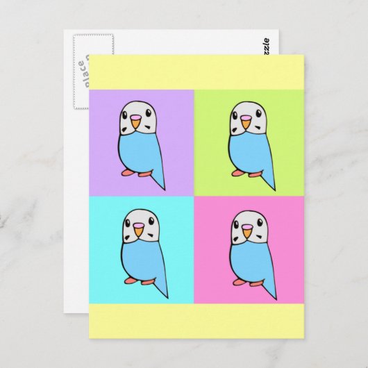 Budgies Pop Art Briefkaart (Voorkant / Achterkant)