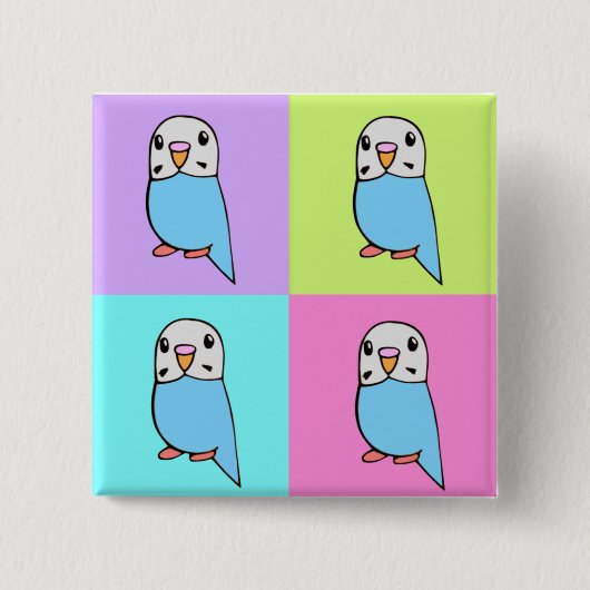 Budgies Pop Art Vierkante Button 5,1 Cm (Voorkant)