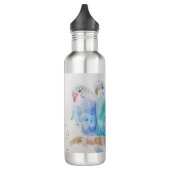 Budgies Sitting Branch Waterverf art Water Bottle Waterfles (Links)
