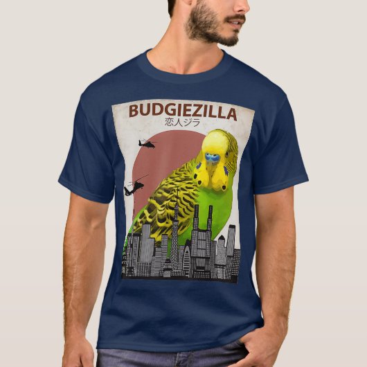 Budgiezilla Budgie voor Boedgerigar Paraket T-shirt (Voorkant)