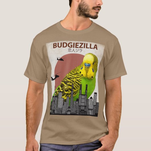 Budgiezilla Budgie voor Budgerigar Parkiet T-shirt (Voorkant)