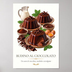 Budino al Cioccolato – Vintage Italiaans dessert Poster