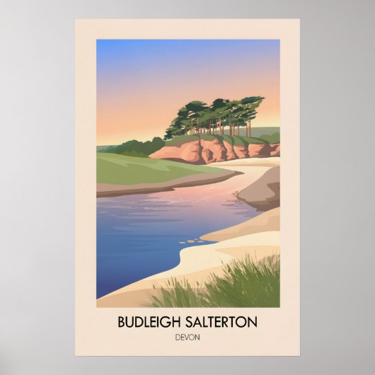 Budleigh Salterton Devon Kust Reisposter Poster (Voorkant)