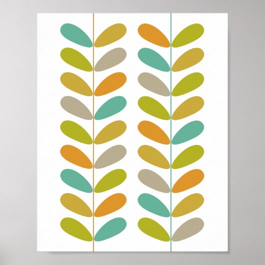 Buds Mid Century Modern gestileerd Poster - kleurr (Voorkant)