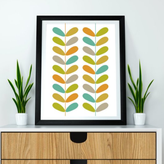 Buds Mid Century Modern gestileerd Poster - kleurr